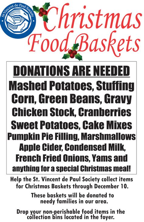 St Vincent De Paul Christmas Food Drive St Monica Catholic Church