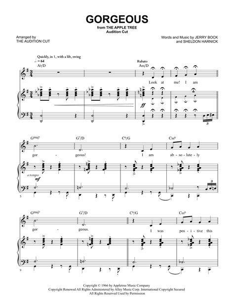 Gorgeous Arr The Audition Cut By Ocr Sheet Music For Piano And Vocal