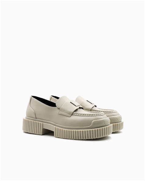 Leather Loafers With Logo Armani Exchange