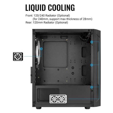 Aerocool Trinity Mini Black Microatx Mid tower Case Trinity Mini-G-BK-V1