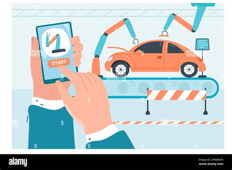 Wireless Controlling Engineering Process In Production Stock Vector