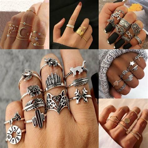 Women Silver Gold Plated Boho Stack Plain Knuckle Rings Midi Finger