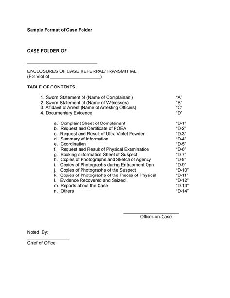 Sample Format of Case Folder - Complaint Sheet of Complainant “D-1” b