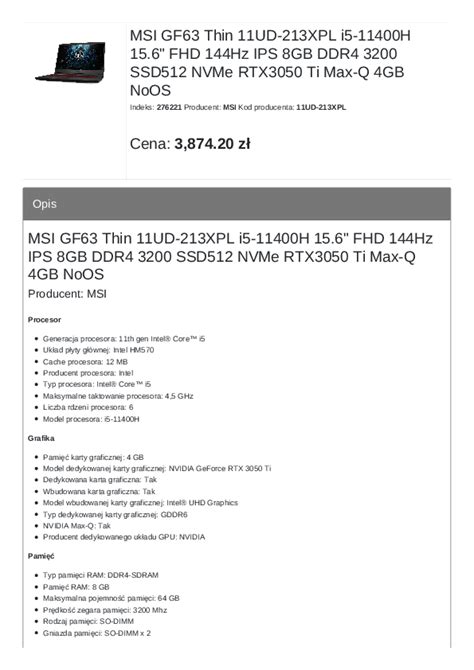 MS-16R6 - MSI Specifications and Certification