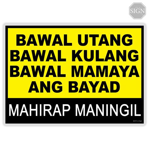 Bawal Utang Tindahan Sign Laminated Signage Labels A4 Size Shopee