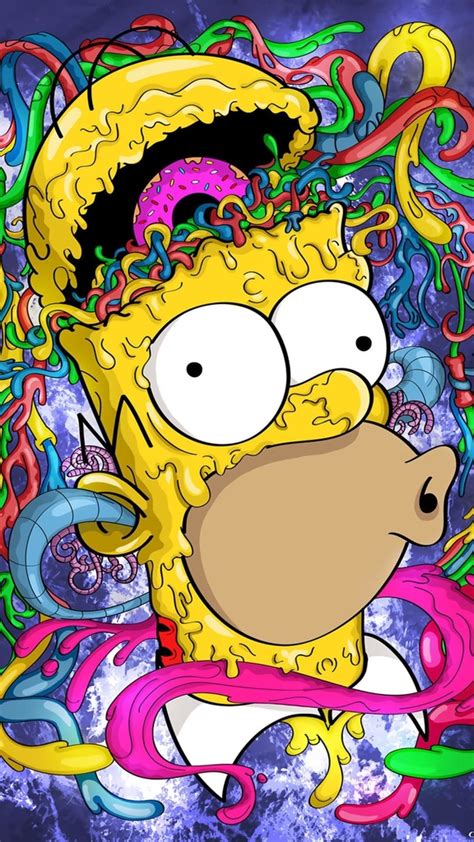 Placa Decorativa Quadro Simpsons Psicodelico Arte Imagine Homer MDF