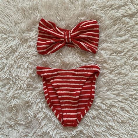 Hunza G Swim Nwt Hunza G Jean Bikini Set In Redwhite Stripe Poshmark