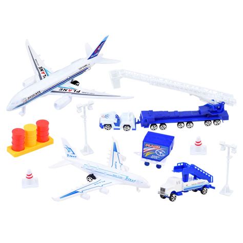 Летище и комплект самолет за деца, включва 13 части, превозни средства ...