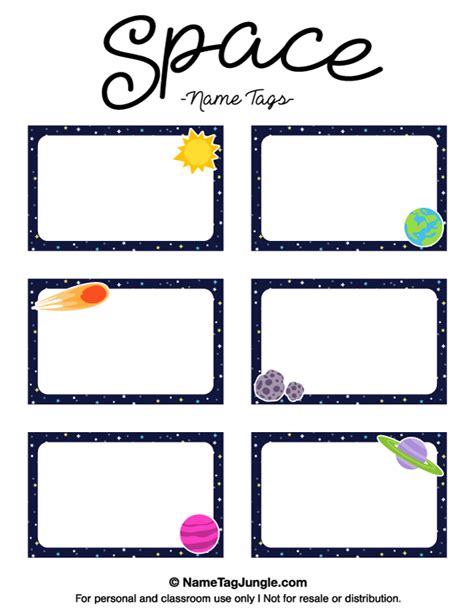 Free Printable Space Name Tags | Name tag template, Printable name tags, Name tag for school