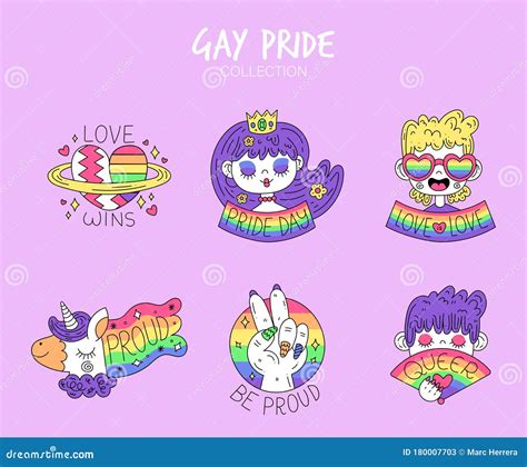 Variety Of Gay Pride Stickers Stock Illustration Illustration Of Lesbian Equality 180007703