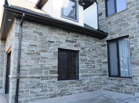 Home Exterior And Garage With Pembroke Real Thin Veneer Quarry Mill