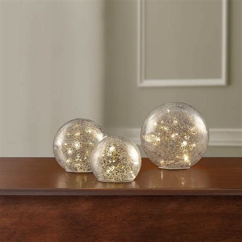 Led Crackle Glass Spheres Set Of 3 Crackle Glass Glass Spheres