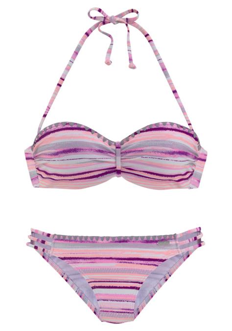 Venice Beach B Gel Bandeau Bikini Violet Lachs Bedruckt Cup A Lascana De
