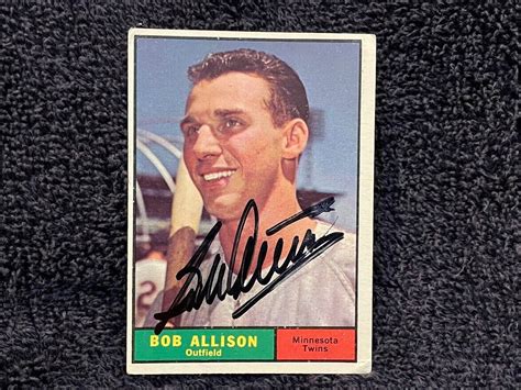 Gorgeous Bob Allison Autographed 1961 Topps 355 Card Minnesota Twins