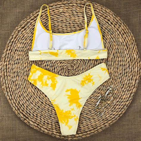 Maillot de bain OMKAGI Bikini brésilien taille haute imprimé