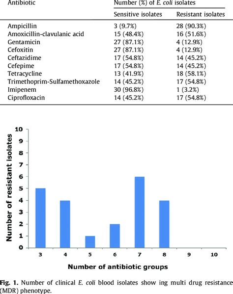 Antibiotic Susceptibility Rates Of The 31 E Coli Isolates Tested In Download Scientific