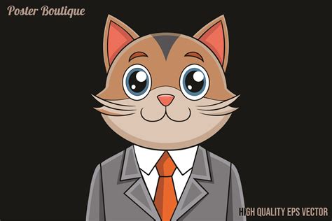 Principal Cat Antropomorphic Vector Eps Graphic By Poster Boutique