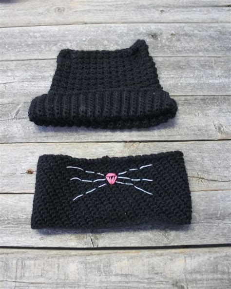 Free Cat Ear Beanie Crochet Pattern Easy Black Hat A More Crafty Life