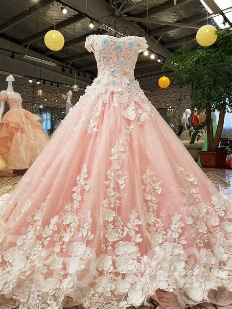 Pink Bridal Gown Gorgeous Hand Made Ball Gown Prom Dress • Tpbridal