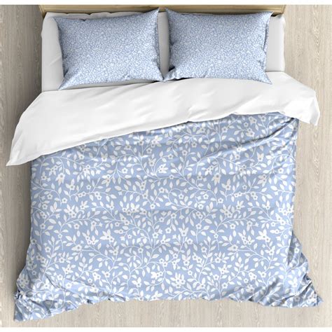 Blue and White King Size Duvet Cover Set, Ditsy Revival Style with ...