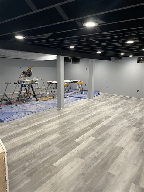 Finished basement with exposed ceiling – Artofit