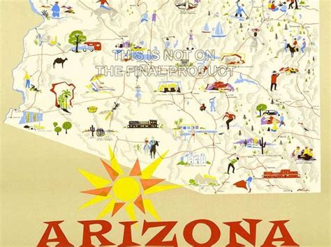 Arizona Vintage Poster Map Vacation State Of The Nation Etsy