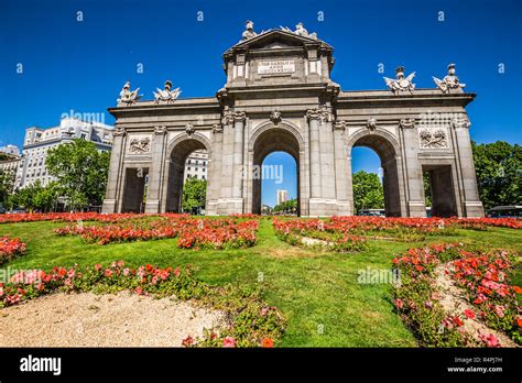 Alcala Gate Puerta De Alcala Monument In The Independence Square In