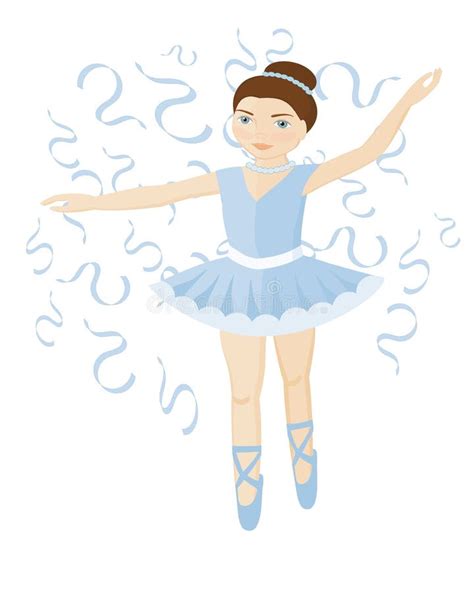 Cute Ballerina Girl In Blue Dress Vector Illustration Ballet Dancer Cartoon Character Dancing