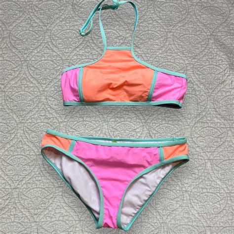 Gianni Bini Color Block Bikini Set Size Medium Good Depop