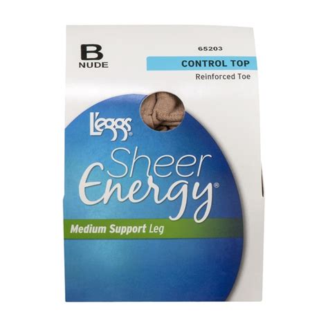 L Eggs Sheer Energy Medium Support Leg Control Top Reinforced Toe Nude B Pair Instacart