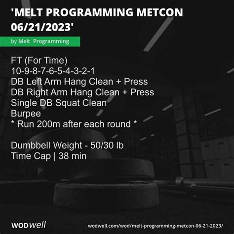 Melt Programming MetCon 06 21 2023 Workout Coach Creation WOD