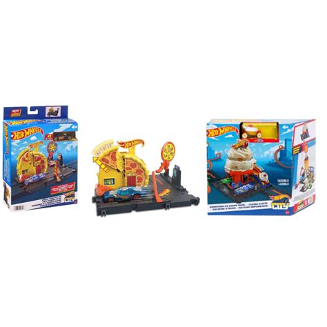Hot Wheels City Explorer Trackset Pizza Pick Up Hot Wheels City Downtown Ice Cream Swirl