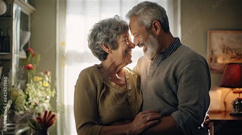 Intimate Portrait Of A Senior Lgbtq Couple Reminiscing While Viewing Old Photographs Stock