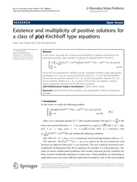 Pdf Existence And Multiplicity Of Positive Solutions For A Class Of P