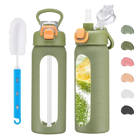 Amazon.com: chunmo 20 oz Glass Water Bottle with Straw Reusable Water