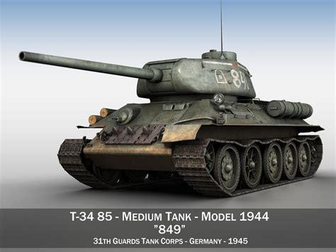 T 34 85 Soviet Medium Tank 849 3D CGTrader