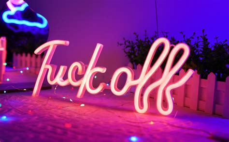 VOCAON Fuck Off Neon Signs For Wall Decor Pink Letter Neon Wall Sign Bar Signs USB Battery