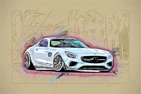 Mercedes Amg Gt S Vector Creative Cars Car Drawings Benz Mixed Media By