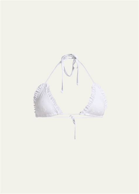 Chloe Ruffle Trim Eyelet Bikini Top Bergdorf Goodman