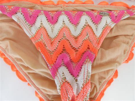 Luli Fama Bikini Triangle Top Crochet Flamingo Beach Gem