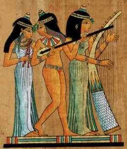 A representation on papyrus of music and dance in Ancient Egypt. | Egyptisk mytologi, Mytologi