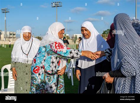 Muslim Women Congratulate Each Other During The Eid Al Adha