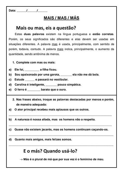 Mais Com Mais É - Atividades Com Mais E Mas - ZULEDU