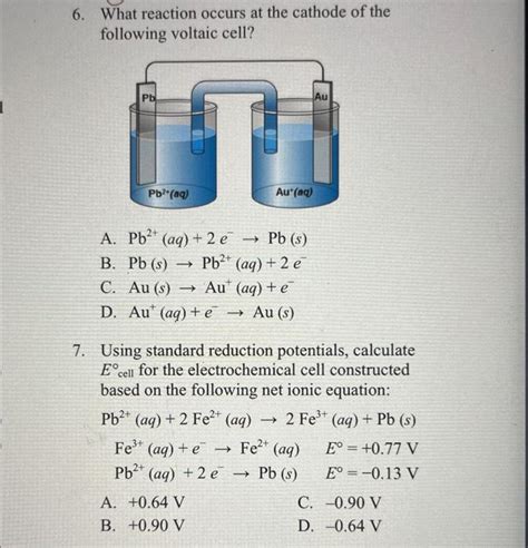 Solved 6 What Reaction Occurs At The Cathode Of The