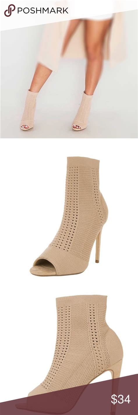 Sold Cape Robbin Nude Knit Peep Toe How To Wear Heels Heels Heeled Ankle Boots