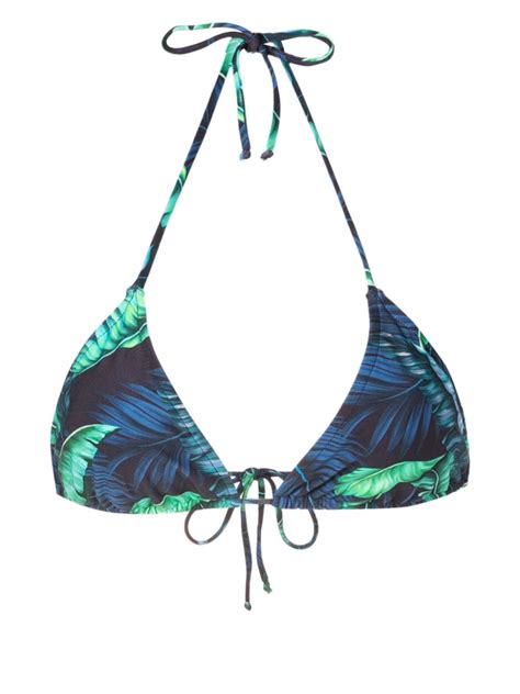 Lygia Nanny Hanna Leaf Print Bikini Top Blue Farfetch Tr