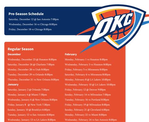 Oklahoma City Thunder Schedule 2025 24 Stephen L Young