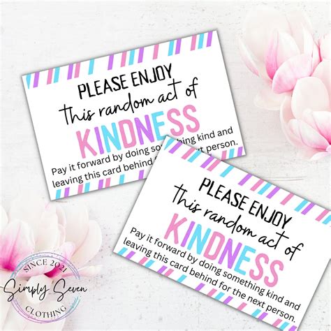 Printable Random Acts of Kindness Cards RAOK Tags Random Acts of