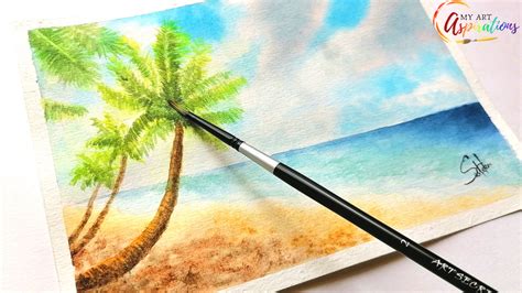 How to paint a simple seascape with watercolors - My Art Aspirations