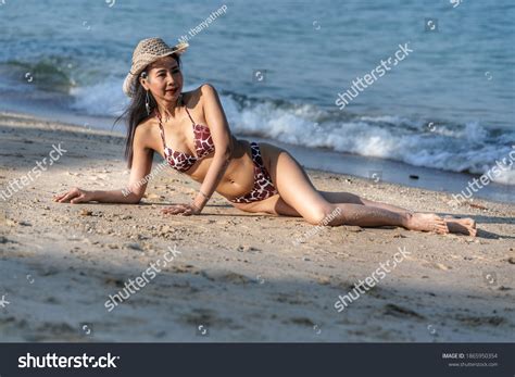 Beautiful Woman Red Bikini Sunbathing On Stock Photo Shutterstock